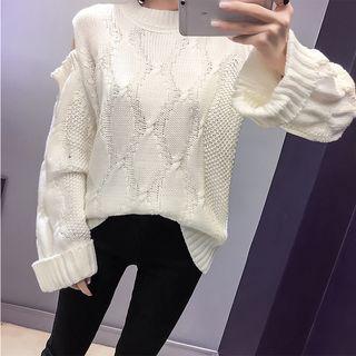 Long-sleeve Cutout-shoulder Sweater