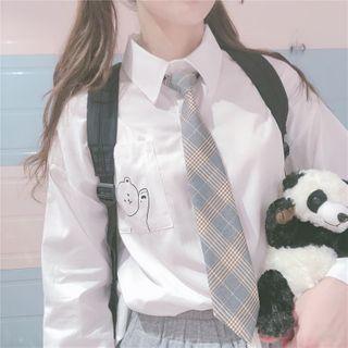 Bear Print Shirt White - One Size