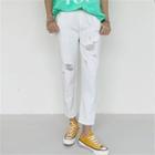 Ripped Tapered Cotton Pants