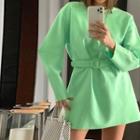 Long Sleeve Plain Loose-fit A-line Dress