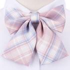 Plaid Ribbon Bow Tie Pink & Blue - One Size