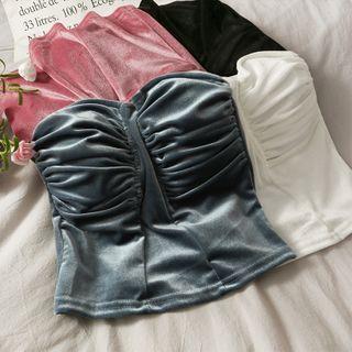Ruched Velvet Tube Top