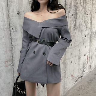 Off-shoulder Double-breasted Top