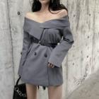 Off-shoulder Double-breasted Top