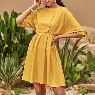 Batwing Sleeve Plain Dress