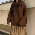 Plain Hooded Pullover / High-waist Pleated Skirt
