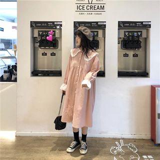 Lace Trim Peter-pan Collar Long-sleeve Dress