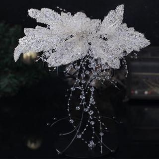 Leaf Faux Crystal Hair Comb Silver - One Size