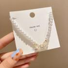Bow Faux Pearl Necklace Gold - One Size