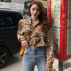 Long-sleeve Leopard Print Shirt As Shown In Figure - One Size