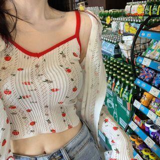 Floral Crop Camisole Top / Cropped Cardigan