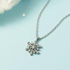 Snowflake Rhinestone Pendant Necklace Silver - One Size