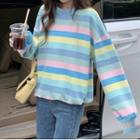 Colored Stripe Loose Fit Sweatshirt Stripe - Colored - One Size