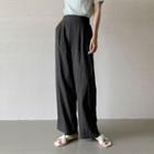 Flat-front Textured Wide-leg Pants