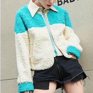 Color Block Faux Shearling Jacket