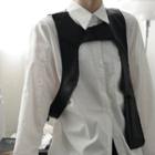 Plain Asymmetrical Vest Black - One Size
