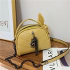 Faux Leather Stitched Ribbon Accent Crossbody Bag