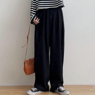 Wide High-waist Shift Pants