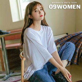 Plus Size Elbow-sleeve T-shirt