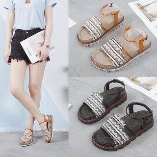 Patterned Ankle Strap Sandals