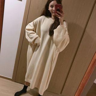 Long-sleeve Plain Loose Fit Sweater Dress