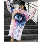 Printed Hooded Midi T-shirt Dress