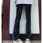 High Waist Splatter Print Bootcut Jeans