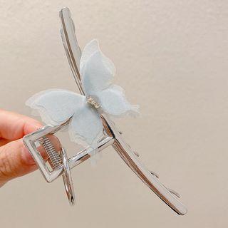 Butterfly Alloy Hair Clamp 01 - White & Silver - One Size