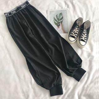 Lettering Printed High-waist Pants