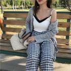 Color Block Camisole Top / Gingham Wide Leg Cropped Pants