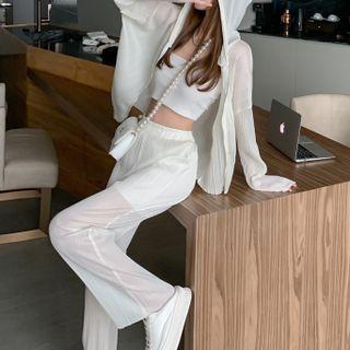 Loose-fit Long-sleeve Jacket / High-waist Wide-leg Pants