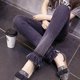 Fringe Hem Skinny Jeans