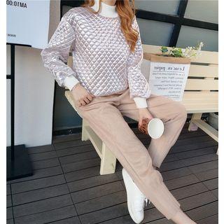 Set: Mock Turtleneck Pullover + Drawstring Harem Pants