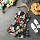 Flower Print Spaghetti Strap Playsuit