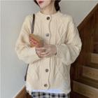 Linen Flower Long-sleeve Knit Top