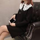 Lace-collar Sweater Dress