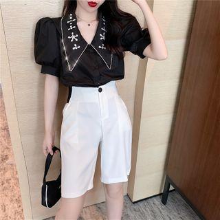 Rhinestone Short-sleeve Shirt / Shorts