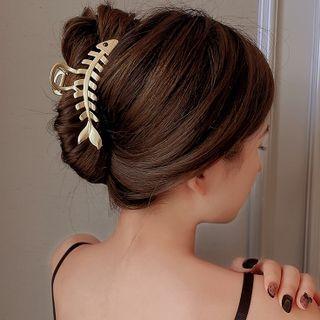 Fish Bone Alloy Hair Clamp Gold - One Size