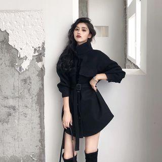 Buckled Mini A-line Coat Dress