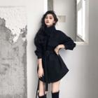 Buckled Mini A-line Coat Dress