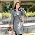 Glen-plaid Double-breasted Trench Coat