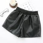 Contrast Trim Faux Leather Shorts