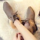 Faux Fur Ankle Bow Accent Almond-toe Shoes
