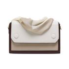 Genuine Leather Color Block Crossbody Bag Off-white - One Size