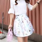 A-line Floral Print Mini Skirt
