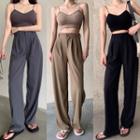 High-waist Wide-leg Pants / Cropped Camisole Top