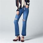Fray-hem Boot-cut Distressed Jeans