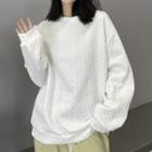 Cable Knit Sweatshirt White - One Size