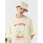 Bunny-printed Cotton T-shirt Cream - One Size