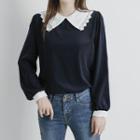 Laced Contrast-collar Top